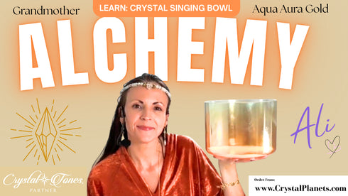 8" E+20 Grandmother, Aqua Aura Gold Alchemy™  Crystal Tones Singing Bowl